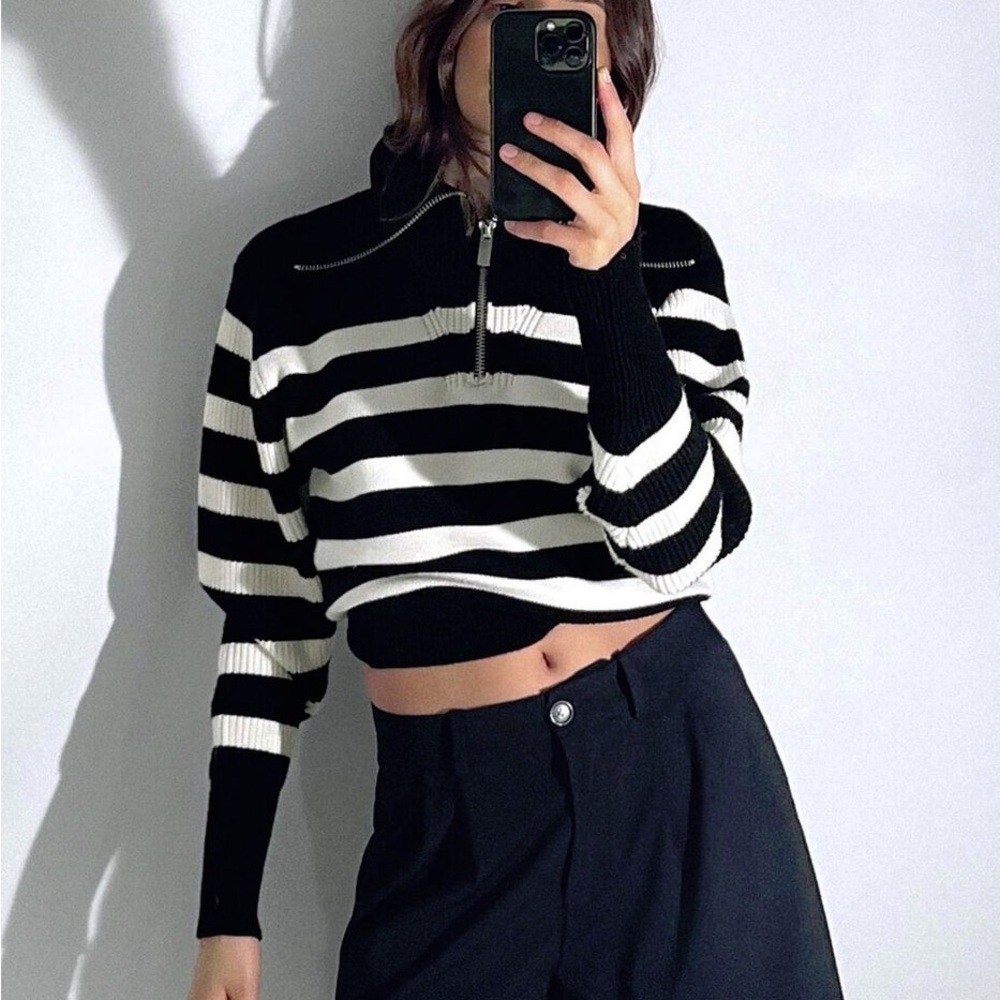 Zara Half-Zip Striped Sweater